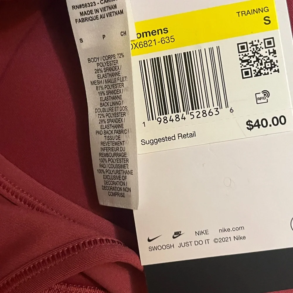 Nike Swoosh Women’s Small Padded Racerback Medium Support Sports Bra Sweet Beet